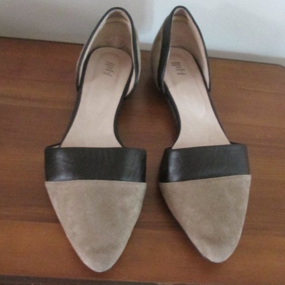 J Jill Suede Leather Taupe & Black Flats Slip On Shoes size 9 - Picture 2 of 4